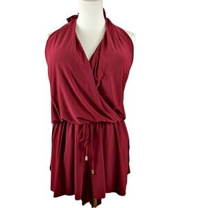 Magicsuit Miraclesuit Bianca Burgundy Romper Halter Swimsuit One Piece Tummy 20W
